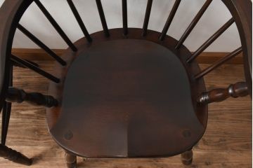 和製ビンテージ　松本民芸家具　#91型　落ち着きのある大人カフェ風インテリアが叶うキャプテンチェア3脚セット(アームチェア、板座チェア、ダイニングチェア、椅子、イス、ヴィンテージ、バラ売り可能)(定価3脚で約39万円)(R-081735)