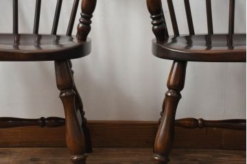 和製ビンテージ　松本民芸家具　#91型　落ち着きのある大人カフェ風インテリアが叶うキャプテンチェア3脚セット(アームチェア、板座チェア、ダイニングチェア、椅子、イス、ヴィンテージ、バラ売り可能)(定価3脚で約39万円)(R-081735)