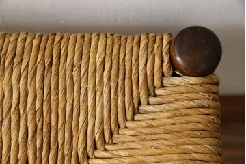中古　美品　松本民芸家具　無駄のないすっきりとしたデザインと涼しげな印象が魅力の#19型ラッシスツール(チェア、椅子、いす、イス)(R-081737)