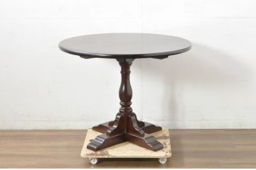 中古　超美品!!　松本民芸家具　クラシカルで上品なデザインが魅力のA-1型丸卓(ダイニングテーブル、食卓、丸テーブル、ラウンドテーブル、2人掛け、4人掛け)(定価約25万円)(R-081739)