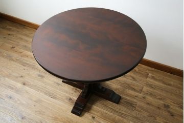 中古　超美品!!　松本民芸家具　クラシカルで上品なデザインが魅力のA-1型丸卓(ダイニングテーブル、食卓、丸テーブル、ラウンドテーブル、2人掛け、4人掛け)(定価約25万円)(R-081739)