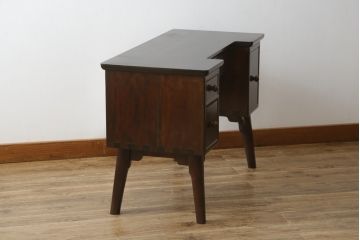 中古　松本民芸家具　ドレッサーリメイク　和洋どちらの空間にも馴染むサイドテーブル(コンソールテーブル、コンソールデスク、ワークデスク、両袖机、在宅用、在宅ワーク用)(R-081740)