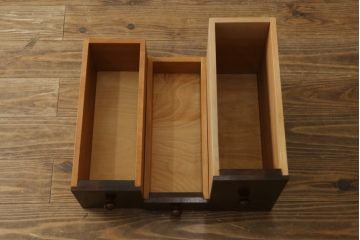 中古　松本民芸家具　ドレッサーリメイク　和洋どちらの空間にも馴染むサイドテーブル(コンソールテーブル、コンソールデスク、ワークデスク、両袖机、在宅用、在宅ワーク用)(R-081740)