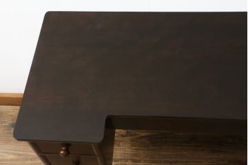 中古　松本民芸家具　ドレッサーリメイク　和洋どちらの空間にも馴染むサイドテーブル(コンソールテーブル、コンソールデスク、ワークデスク、両袖机、在宅用、在宅ワーク用)(R-081740)