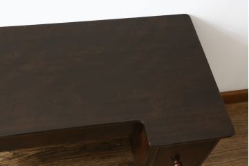 中古　松本民芸家具　ドレッサーリメイク　和洋どちらの空間にも馴染むサイドテーブル(コンソールテーブル、コンソールデスク、ワークデスク、両袖机、在宅用、在宅ワーク用)(R-081740)