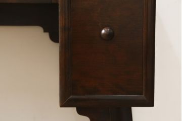 中古　松本民芸家具　ドレッサーリメイク　和洋どちらの空間にも馴染むサイドテーブル(コンソールテーブル、コンソールデスク、ワークデスク、両袖机、在宅用、在宅ワーク用)(R-081740)