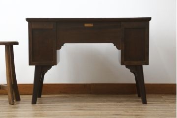 中古　松本民芸家具　ドレッサーリメイク　和洋どちらの空間にも馴染むサイドテーブル(コンソールテーブル、コンソールデスク、ワークデスク、両袖机、在宅用、在宅ワーク用)(R-081740)