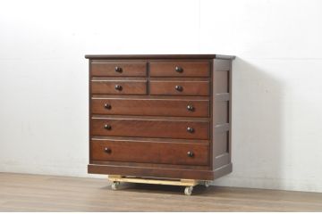 中古　超美品!!　松本民芸家具　特注　サイズ感が良くすっきりとしたデザインの整理タンス(洋服タンス、収納箪笥、サイドチェスト、引き出し)(定価約45万円)(R-081741)