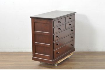 中古　超美品!!　松本民芸家具　特注　サイズ感が良くすっきりとしたデザインの整理タンス(洋服タンス、収納箪笥、サイドチェスト、引き出し)(定価約45万円)(R-081741)