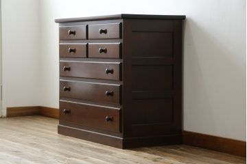 中古　超美品!!　松本民芸家具　特注　サイズ感が良くすっきりとしたデザインの整理タンス(洋服タンス、収納箪笥、サイドチェスト、引き出し)(定価約45万円)(R-081741)