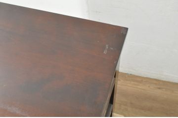 中古　美品　松本民芸家具　深みのある色合いに浮かび上がる木目が印象的なサイドテーブル(電話台、ナイトテーブル、花台、飾り台、引き出し)(R-081742)