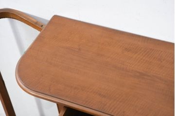 中古　イタリア　曲面ガラス　象嵌入りの小振りなサイドキャビネット(サイドボード、収納棚、戸棚、飾り棚、Rガラス、曲げガラス)(R-081746)
