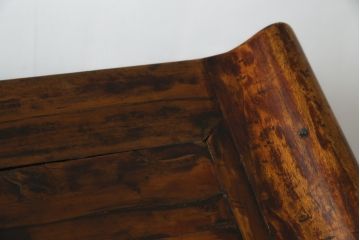 アジアンビンテージ　李朝デザイン　両面使い　華やかな彫刻が魅力的な引き出し2杯付きのアンティーク調コンソールテーブル(サイドテーブル、花台、飾り台、ヴィンテージ)(R-081766)