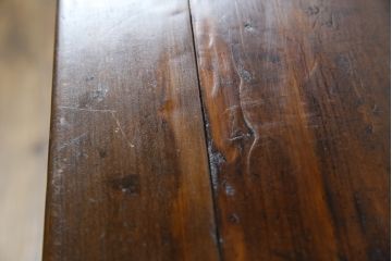アジアンビンテージ　李朝デザイン　両面使い　華やかな彫刻が魅力的な引き出し2杯付きのアンティーク調コンソールテーブル(サイドテーブル、花台、飾り台、ヴィンテージ)(R-081766)