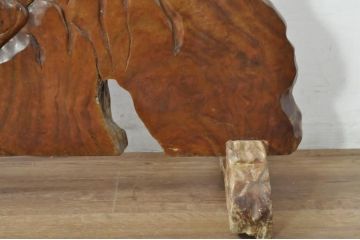 和製ビンテージ　野性味あふれる虎が彫刻された一枚板の衝立(トラ、衝立て、つい立て、衝い立て、パーテーション、間仕切り、ヴィンテージ)(R-081771)