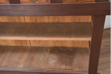 和製アンティーク　美品!!　和の風格あふれる佇まいが魅力的な丸桟引き戸の重ね水屋箪笥(キャビネット、食器棚、カップボード、収納棚、戸棚、バラ売り可能)(R-081779)