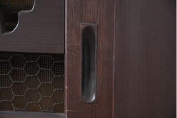 和製アンティーク　美品!!　和の風格あふれる佇まいが魅力的な丸桟引き戸の重ね水屋箪笥(キャビネット、食器棚、カップボード、収納棚、戸棚、バラ売り可能)(R-081779)