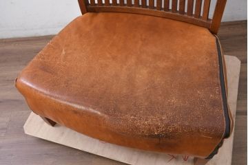 中古　希少な廃番品!!　BC工房　安楽きらきら椅子　チーク材　ワイドタイプ　和洋どちらの空間にも取り入れやすいアームレスチェア(1Pソファ、一人掛け)(R-081785)