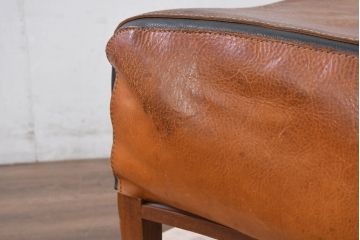中古　希少な廃番品!!　BC工房　安楽きらきら椅子　チーク材　ワイドタイプ　和洋どちらの空間にも取り入れやすいアームレスチェア(1Pソファ、一人掛け)(R-081785)