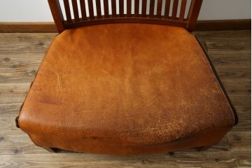中古　希少な廃番品!!　BC工房　安楽きらきら椅子　チーク材　ワイドタイプ　和洋どちらの空間にも取り入れやすいアームレスチェア(1Pソファ、一人掛け)(R-081785)