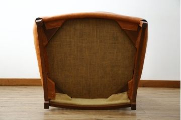 中古　希少な廃番品!!　BC工房　安楽きらきら椅子　チーク材　ワイドタイプ　和洋どちらの空間にも取り入れやすいアームレスチェア(1Pソファ、一人掛け)(R-081785)