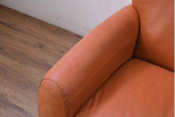 中古　イタリア　IDC大塚家具取り扱い　インカント(INCANTO)　DIVANI　本革(レザー)　鮮やかな色味が空間のアクセントになる2.5人掛けソファ(2.5Pソファ、2人掛け、2Pソファ、店舗什器)(定価約35万円)(R-081786)