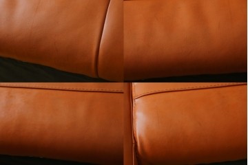 中古　イタリア　IDC大塚家具取り扱い　インカント(INCANTO)　DIVANI　本革(レザー)　鮮やかな色味が空間のアクセントになる2.5人掛けソファ　定価約35万円　(R-081786)