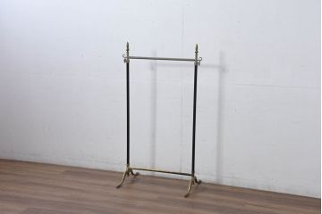 イタリアビンテージ　ブラス(真鍮)レッグがおしゃれで品のある伸縮式ハンガーラック(ポールハンガー、洋服掛け、コート掛け、店舗什器、ヴィンテージ)(R-081789)