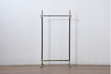 イタリアビンテージ　ブラス(真鍮)レッグがおしゃれで品のある伸縮式ハンガーラック(ポールハンガー、洋服掛け、コート掛け、店舗什器、ヴィンテージ)(R-081789)