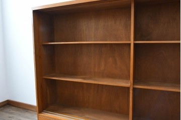 和製アンティーク　美品　引き出し付き　レトロな雰囲気のガラス戸収納棚　(R-081790)
