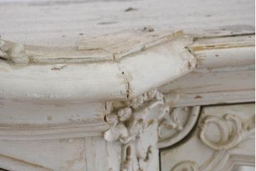 フランスアンティーク　特大!!　最高級　ロココ調　三面ガラス　ミラーバック　美しい彫刻のフレンチキャビネット(飾り棚、収納棚、戸棚、コレクションケース、ガラスケース、店舗什器)(R-081791)