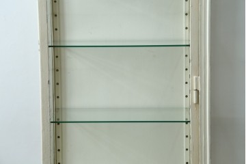 フランスアンティーク　アイアンフレーム　ペイント　縦型　シャビーシックな雰囲気が魅力のメディカルキャビネット　(R-081792)