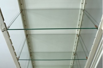 フランスアンティーク　アイアンフレーム　ペイント　縦型　シャビーシックな雰囲気が魅力のメディカルキャビネット　(R-081792)