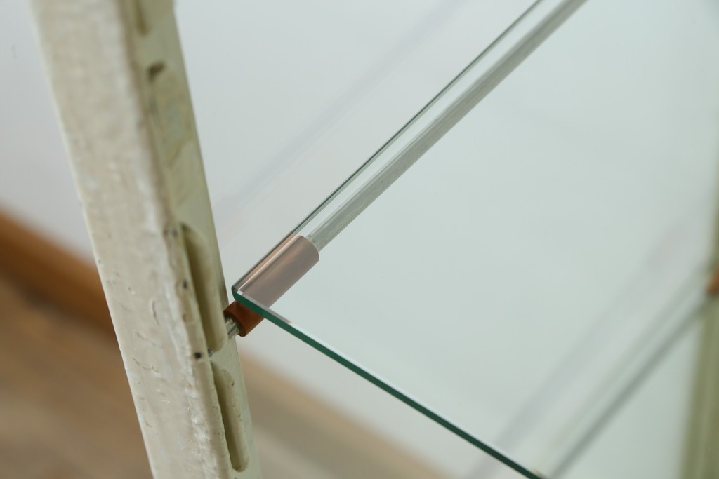 フランスアンティーク　アイアンフレーム　ペイント　縦型　シャビーシックな雰囲気が魅力のメディカルキャビネット　(R-081792)