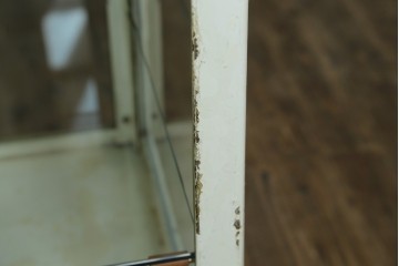 フランスアンティーク　アイアンフレーム　ペイント　縦型　シャビーシックな雰囲気が魅力のメディカルキャビネット　(R-081792)