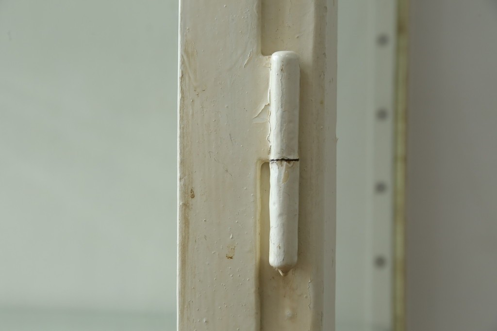 フランスアンティーク　アイアンフレーム　ペイント　縦型　シャビーシックな雰囲気が魅力のメディカルキャビネット　(R-081792)