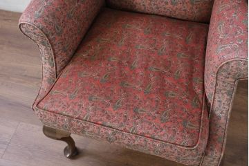 アメリカビンテージ　激レア!!幻の逸品　Ralph Lauren Home(ラルフローレン ホーム)　退色あり　クラシカルな雰囲気漂うウィングバックチェア(ウイングバックチェア、ラウンジチェア、一人掛けチェア、1人掛け、1P、ヴィンテージ)(定価約130万円)(R-081797)