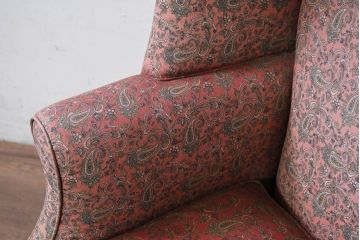 アメリカビンテージ　激レア!!幻の逸品　Ralph Lauren Home(ラルフローレン ホーム)　退色あり　クラシカルな雰囲気漂うウィングバックチェア(ウイングバックチェア、ラウンジチェア、一人掛けチェア、1人掛け、1P、ヴィンテージ)(定価約130万円)(R-081797)