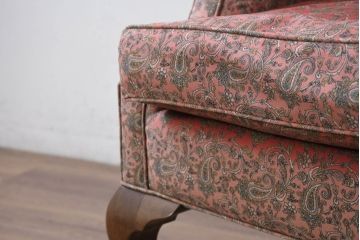 アメリカビンテージ　激レア!!幻の逸品　Ralph Lauren Home(ラルフローレン ホーム)　退色あり　クラシカルな雰囲気漂うウィングバックチェア(ウイングバックチェア、ラウンジチェア、一人掛けチェア、1人掛け、1P、ヴィンテージ)(定価約130万円)(R-081797)