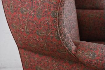 アメリカビンテージ　激レア!!幻の逸品　Ralph Lauren Home(ラルフローレン ホーム)　退色あり　クラシカルな雰囲気漂うウィングバックチェア(ウイングバックチェア、ラウンジチェア、一人掛けチェア、1人掛け、1P、ヴィンテージ)(定価約130万円)(R-081797)