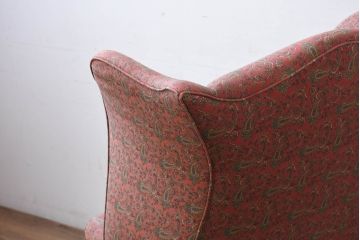 アメリカビンテージ　激レア!!幻の逸品　Ralph Lauren Home(ラルフローレン ホーム)　退色あり　クラシカルな雰囲気漂うウィングバックチェア(ウイングバックチェア、ラウンジチェア、一人掛けチェア、1人掛け、1P、ヴィンテージ)(定価約130万円)(R-081797)