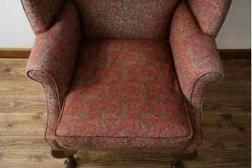アメリカビンテージ　激レア!!幻の逸品　Ralph Lauren Home(ラルフローレン ホーム)　退色あり　クラシカルな雰囲気漂うウィングバックチェア(ウイングバックチェア、ラウンジチェア、一人掛けチェア、1人掛け、1P、ヴィンテージ)(定価約130万円)(R-081797)