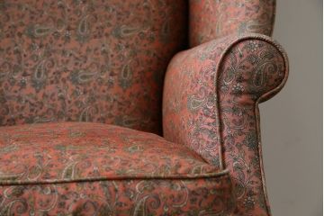 アメリカビンテージ　激レア!!幻の逸品　Ralph Lauren Home(ラルフローレン ホーム)　退色あり　クラシカルな雰囲気漂うウィングバックチェア(ウイングバックチェア、ラウンジチェア、一人掛けチェア、1人掛け、1P、ヴィンテージ)(定価約130万円)(R-081797)