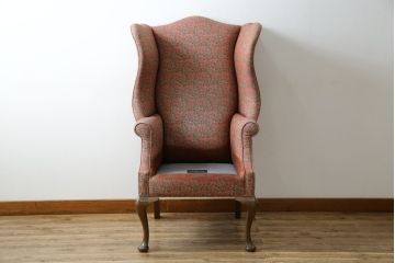 アメリカビンテージ　激レア!!幻の逸品　Ralph Lauren Home(ラルフローレン ホーム)　退色あり　クラシカルな雰囲気漂うウィングバックチェア(ウイングバックチェア、ラウンジチェア、一人掛けチェア、1人掛け、1P、ヴィンテージ)(定価約130万円)(R-081797)