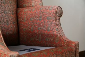 アメリカビンテージ　激レア!!幻の逸品　Ralph Lauren Home(ラルフローレン ホーム)　退色あり　クラシカルな雰囲気漂うウィングバックチェア(ウイングバックチェア、ラウンジチェア、一人掛けチェア、1人掛け、1P、ヴィンテージ)(定価約130万円)(R-081797)