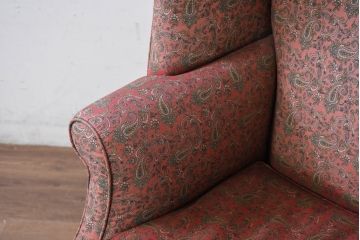 アメリカビンテージ　激レア!!幻の逸品　Ralph Lauren Home(ラルフローレン ホーム)　退色あり　クラシカルな雰囲気漂うウィングバックチェア(ウイングバックチェア、ラウンジチェア、一人掛けチェア、1人掛け、1P、ヴィンテージ)(定価約130万円)(R-081798)