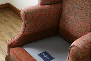 アメリカヴィンテージ　激レア!!幻の逸品　Ralph Lauren Home(ラルフローレン ホーム)　クラシカルな雰囲気漂うウィングバックソファ　定価約130万円　※退色あり　(R-081798)
