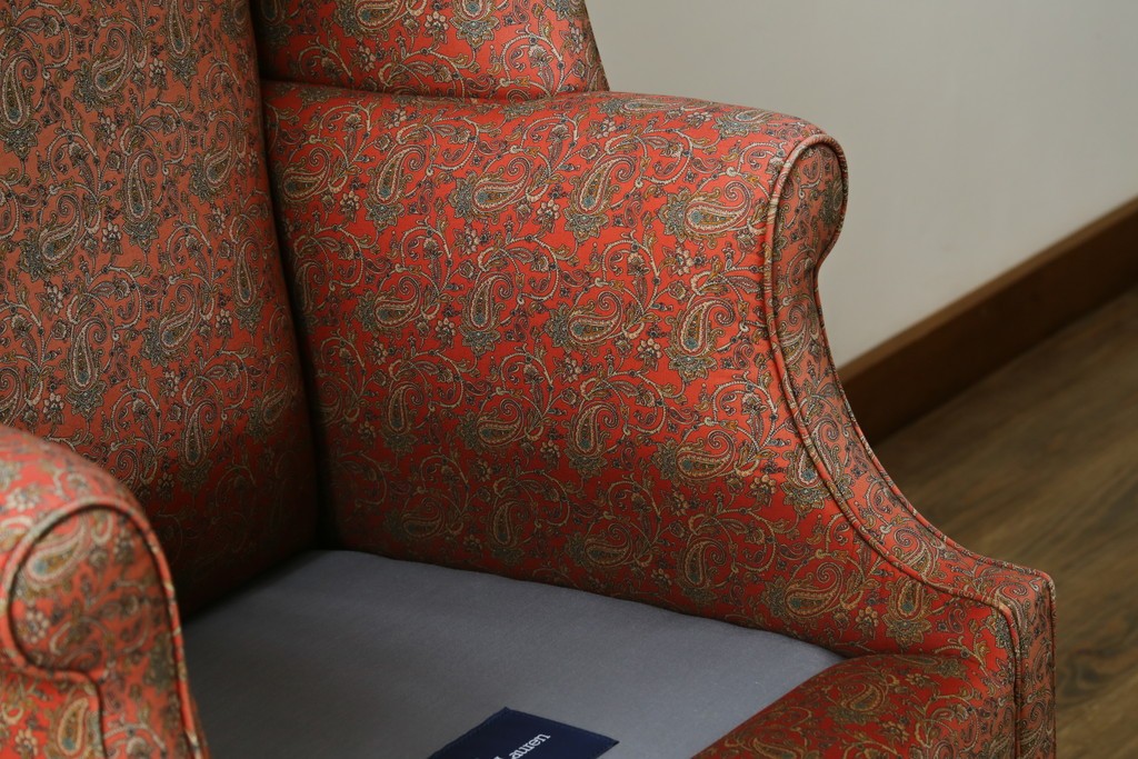 アメリカヴィンテージ　激レア!!幻の逸品　Ralph Lauren Home(ラルフローレン ホーム)　クラシカルな雰囲気漂うウィングバックソファ　定価約130万円　※退色あり　(R-081798)