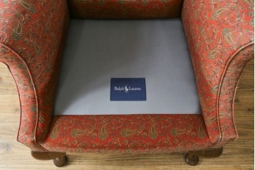 アメリカヴィンテージ　激レア!!幻の逸品　Ralph Lauren Home(ラルフローレン ホーム)　クラシカルな雰囲気漂うウィングバックソファ　定価約130万円　※退色あり　(R-081798)