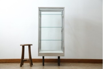 和製ビンテージ　メタルフレームが無骨でかっこいいレトロな縦型ガラスケース　(R-081804)